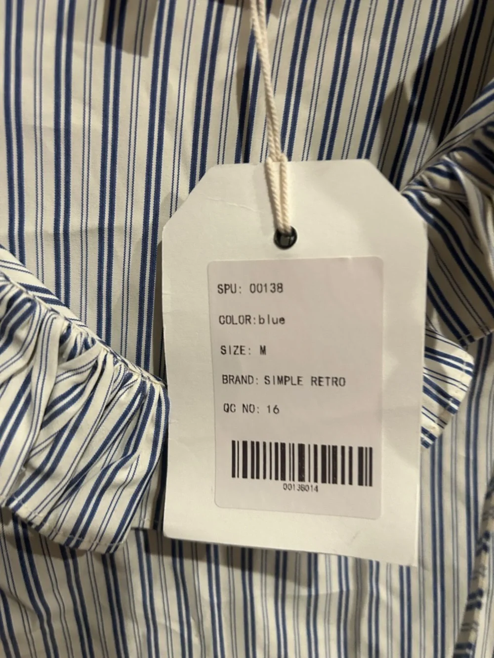 Simple Rite Blue & White Striped Ruffle Neck Blouse - Picture 2 of 7